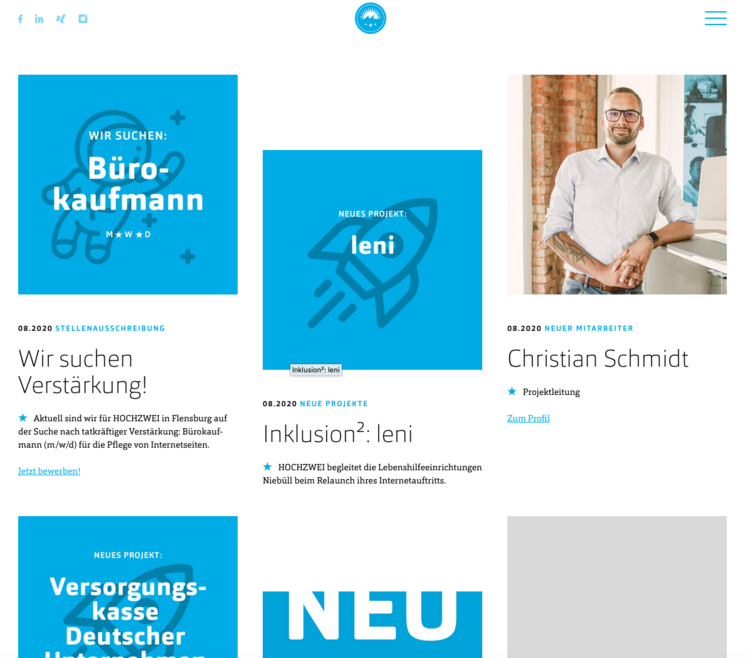 HOCHZWEI: Pflege der neuen Seite