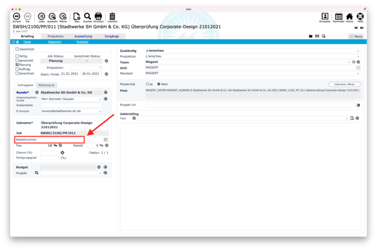 Bestell- / Auftrags- / Lieferantennummern etc. in Rechnungen