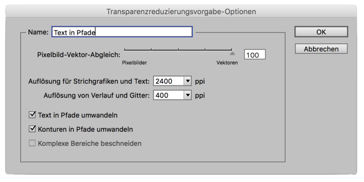 Texte in Pfade umwandeln