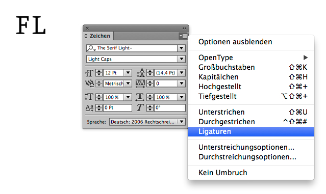 Kurioses in InDesign: Ligaturproblem